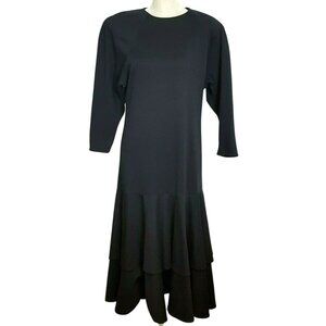 Lorch Vintage Dress Long Sleeve Dropped Waist Black Tiered  Stretch USA Costume